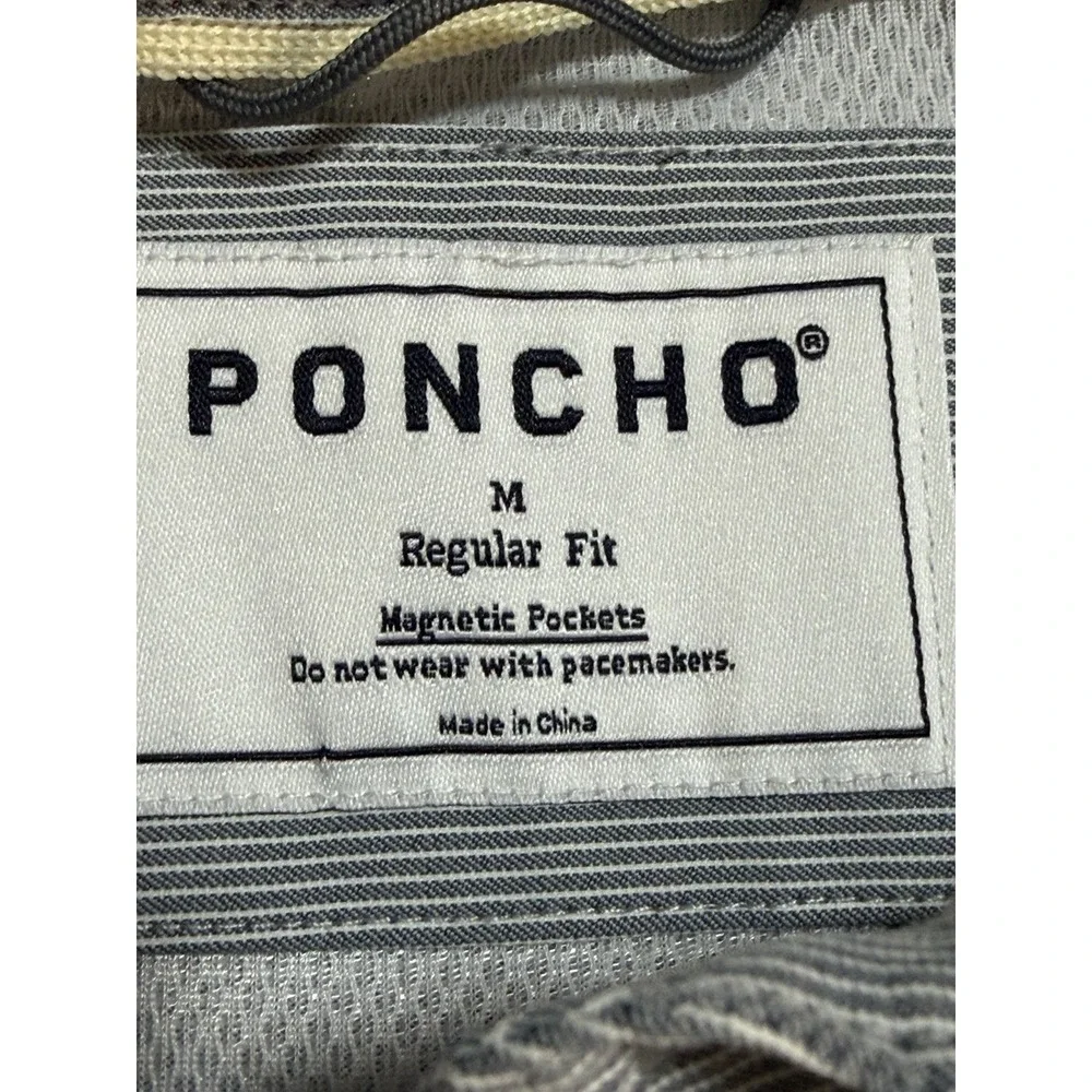 PONCHO Men Long Sleeve Performance Nylon  The Gray Ghost Button Up Stretch - Med - Picture 7 of 11